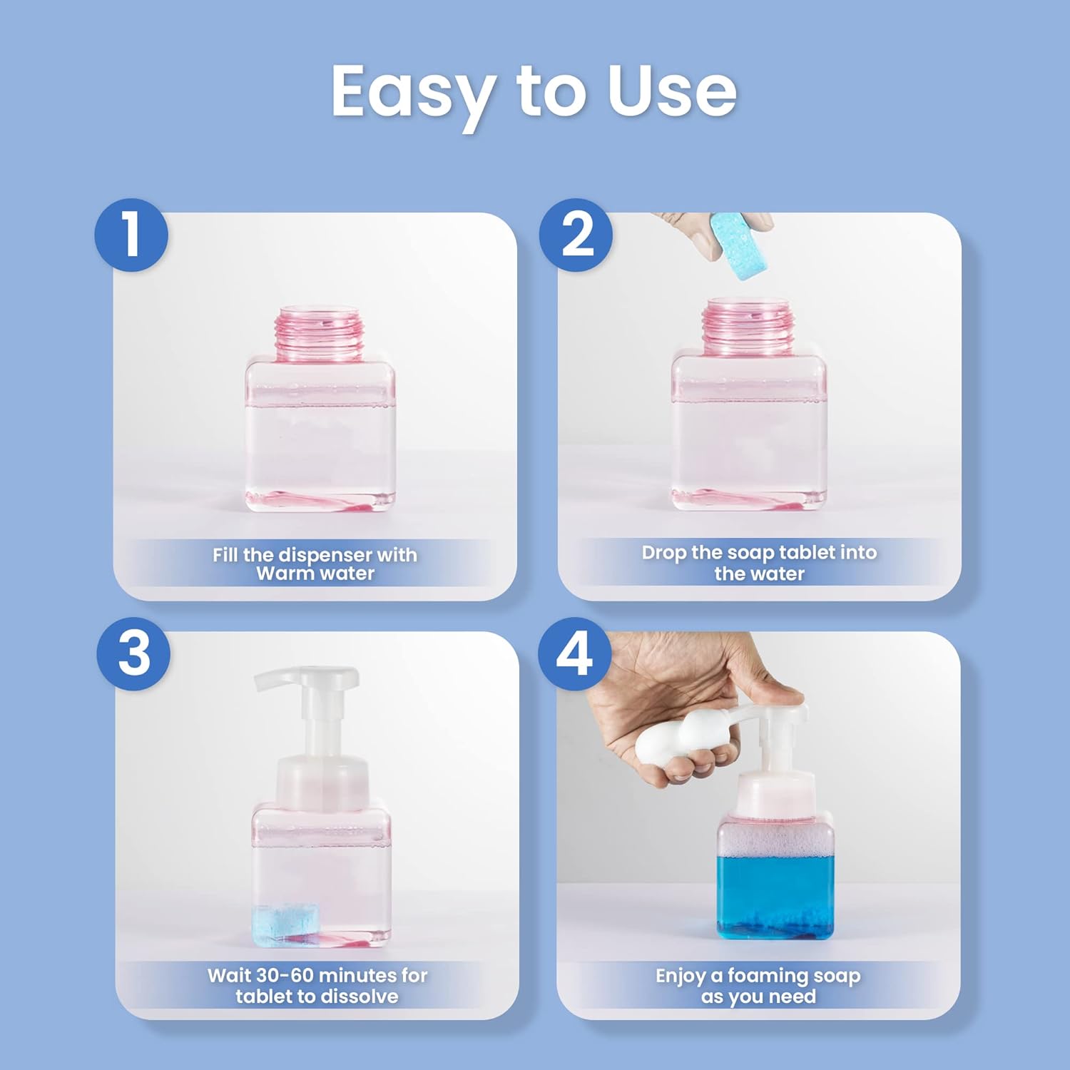 20 Pack Foaming Hand Soap Tablet Refills, 4 Scent, 12G Big Tablets, Makes 240 Fl Oz Soap Total, Eco Friendly Hand Wash Tablets Lemon, Coconut, Oceanic, Lavender Fragrance